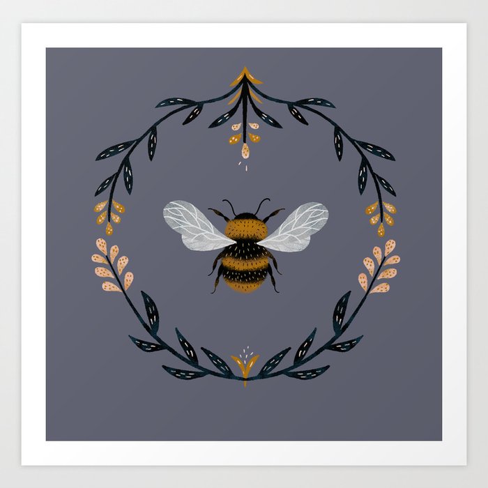 Ode to the Bumblebee (in lavender) Art Print