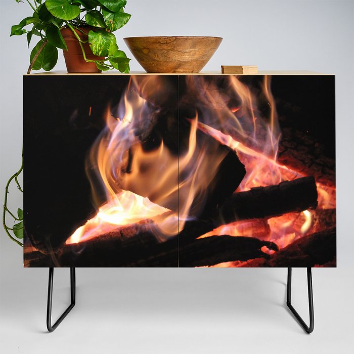 Camp Fire in the Winter Credenza