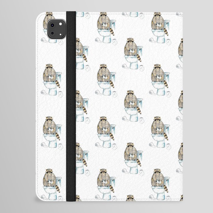 Raccoon toilet Painting Wall Poster Watercolor iPad Folio Case