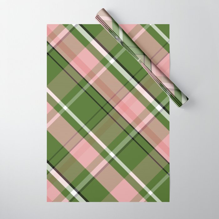 Pink and Green Preppy Plaid Wrapping Paper