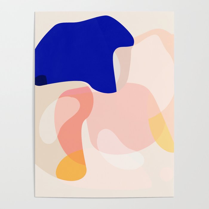 Modern Abstract Peach Pink Navy Blue Yellow Pattern Poster by Eclectic ...