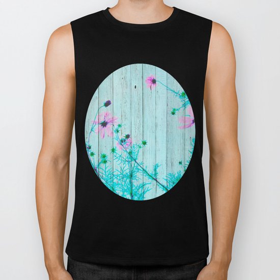 Sweet Flowers on Wood 03 Biker Tank