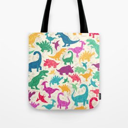 Dino Floral Silhouettes Light Tote Bag