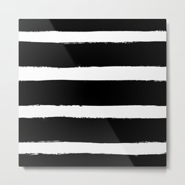 Black & White Paint Stripes by Friztin Metal Print