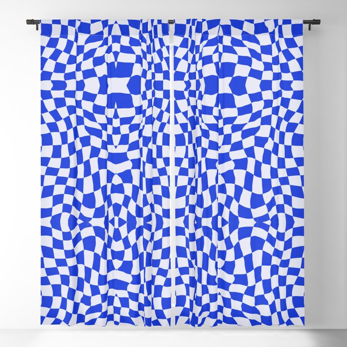 Blue and white checker symmetrical pattern Blackout Curtain