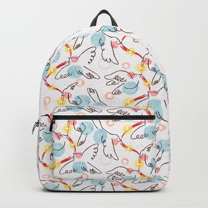 Love Birds with Ribbon and Stars (White) Backpack