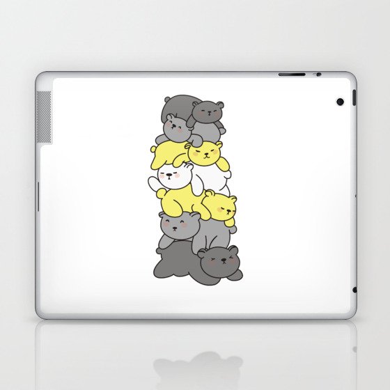 Demigender Flag Pride Lgbtq Cute Bear Pile Laptop & iPad Skin