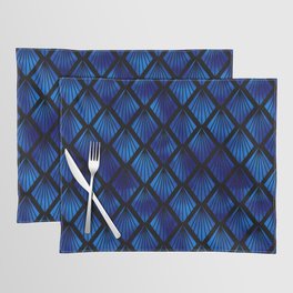 Palm Fans in Black and Classic Blue Vintage Faux Foil Art Deco Vintage Foil Pattern Placemat