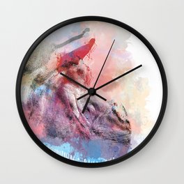 Greater One Horned Rhino Digital Art Wall Clock