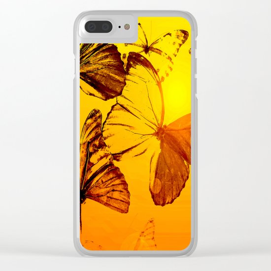 Fly fly butterfly! - Butterflies on a orange background with sunlight #society6 #buyart Clear iPhone Case