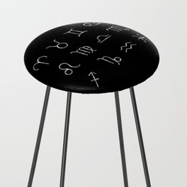 Zodiac constellations symbols in silver Counter Stool