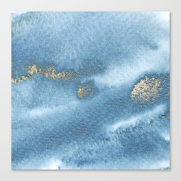 Watercolor Blue and Gold Canvas Print