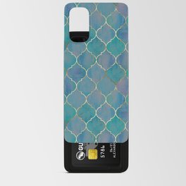 Teal Purple Gold Quatrefoil Moroccan Pattern II Android Card Case