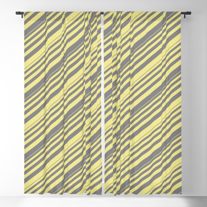 Grey and Tan Colored Striped/Lined Pattern Blackout Curtain