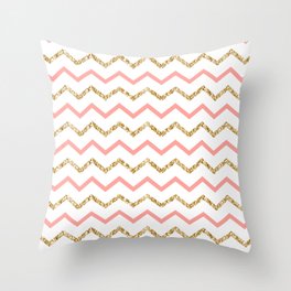 line Zigzag pink and gold Throw Pillow