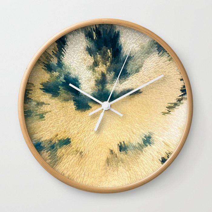 Abstract marble sky pixel art Wall Clock