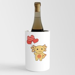 Axolotl Cute Animals With Hearts Balloons To Wine Chiller