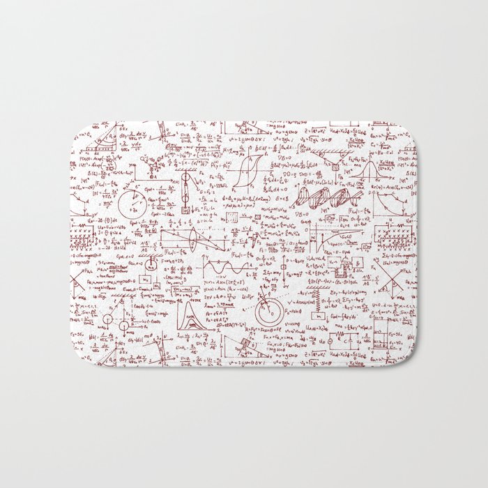 Physics Equations in Red Pen Bath Mat