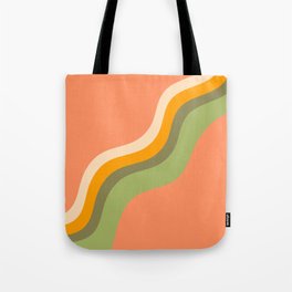 Loana - Orange Green Colourful Wavy Minimalistic Retro Stripes Art Design Pattern  Tote Bag