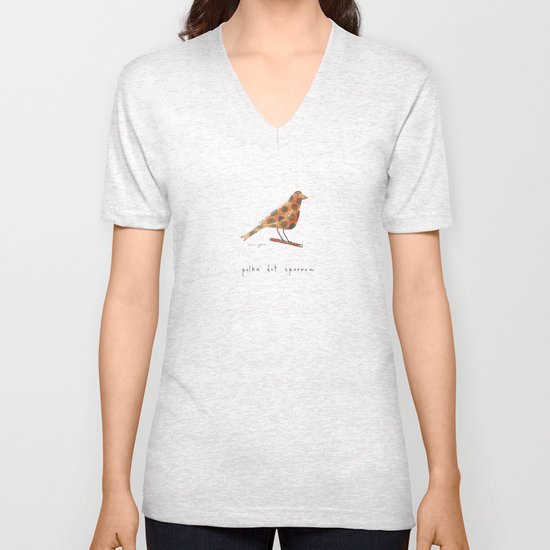 polka dot sparrow Unisex V-Neck