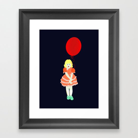 En röd ballong Framed Art Print