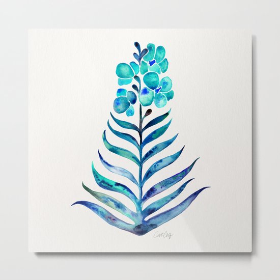 Blooming Orchid – Navy & Turquoise Palette Metal Print