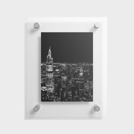 New York City at Night | Black and White Photography Floating Acrylic Print