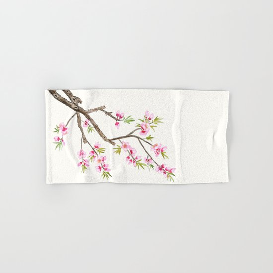 pink peach flowers Hand & Bath Towel