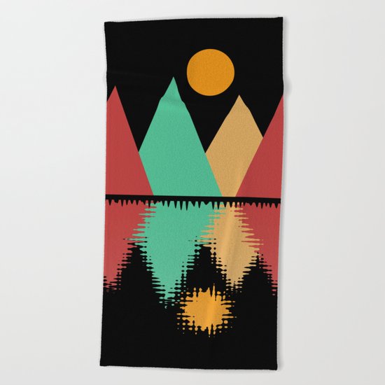 Moon Over Four Peaks Beach Towel