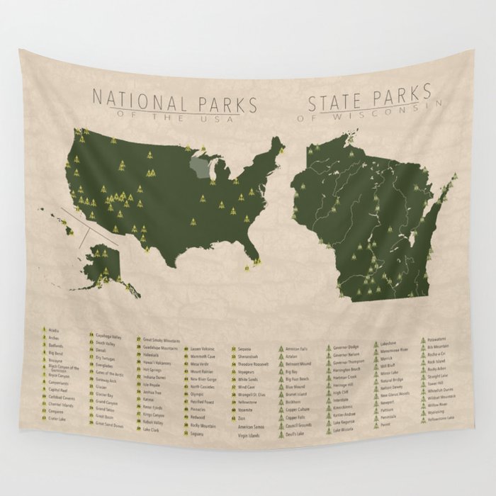 US National Parks - Wisconsin Wall Tapestry