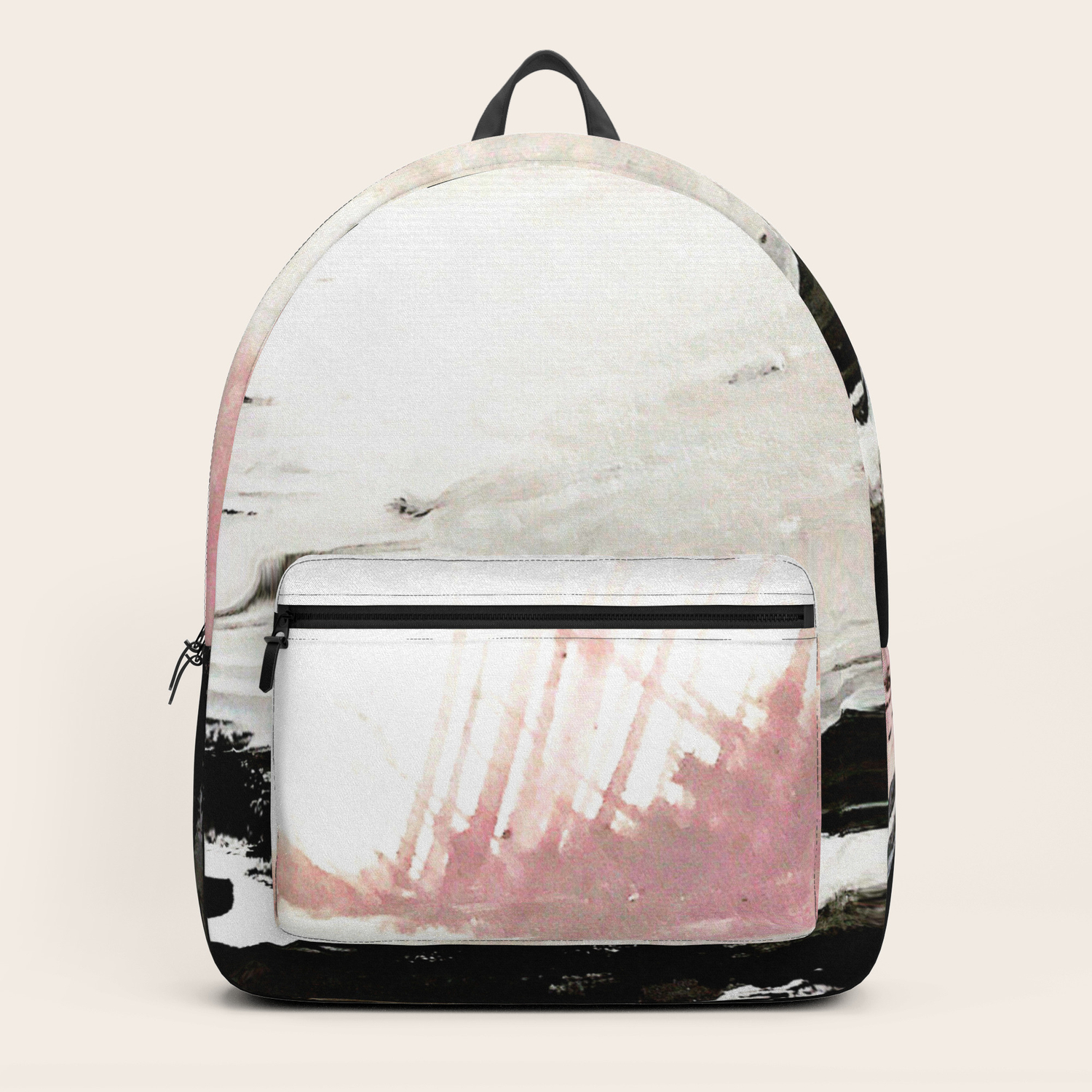 black and white pink backpack