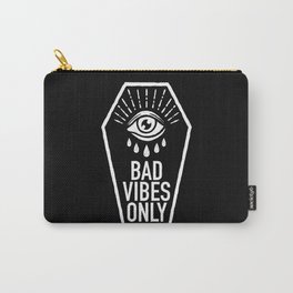 Bad Vibes Only Carry-All Pouch | White, Vibe, Digital, Badvibe, Coffin, Funny, Geometric, Typography, Eye, Graphicdesign 