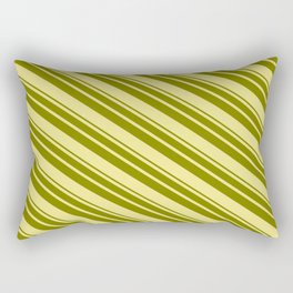 [ Thumbnail: Tan & Green Colored Striped Pattern Rectangular Pillow ]