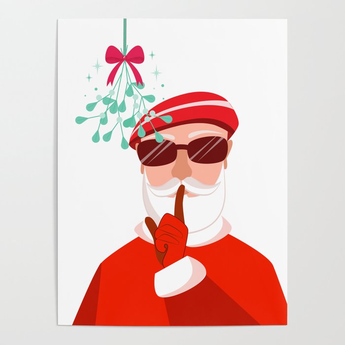 Funny Secret Santa under the mistletoe Poster