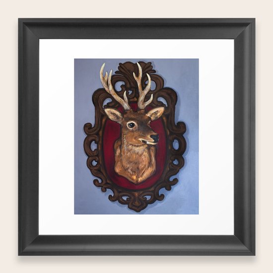 Stag Taxidermy Painting Framed Art Print By Thesavagecollective