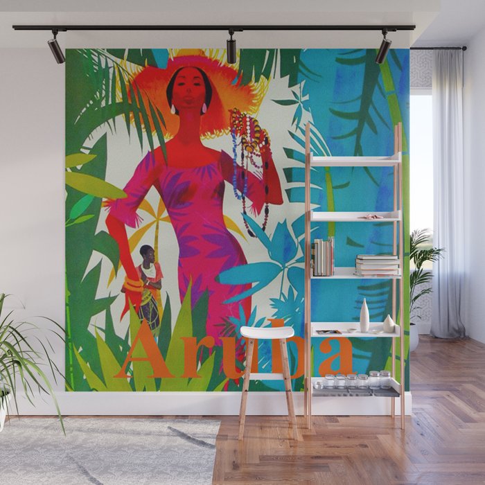 Vintage Caribbean Travel Aruba Wall Mural By Yesteryears Society6