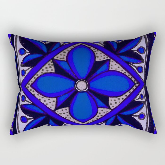 talavera mexican tile in blu Rectangular Pillow