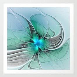 Abstract With Blue 2, Fractal Art Art Print