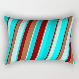 [ Thumbnail: Maroon, Sienna, Turquoise, Cyan, and Dark Turquoise Colored Stripes/Lines Pattern Rectangular Pillow ]