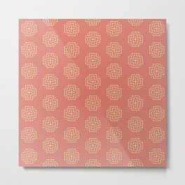 Tribal cross pattern - pink Metal Print