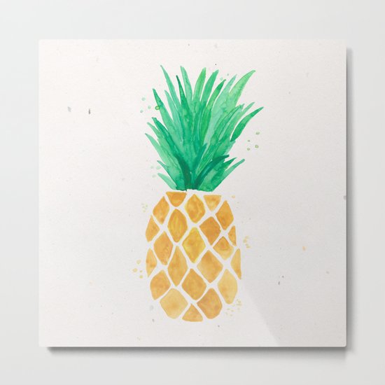 Watercolor Pineapple Metal Print