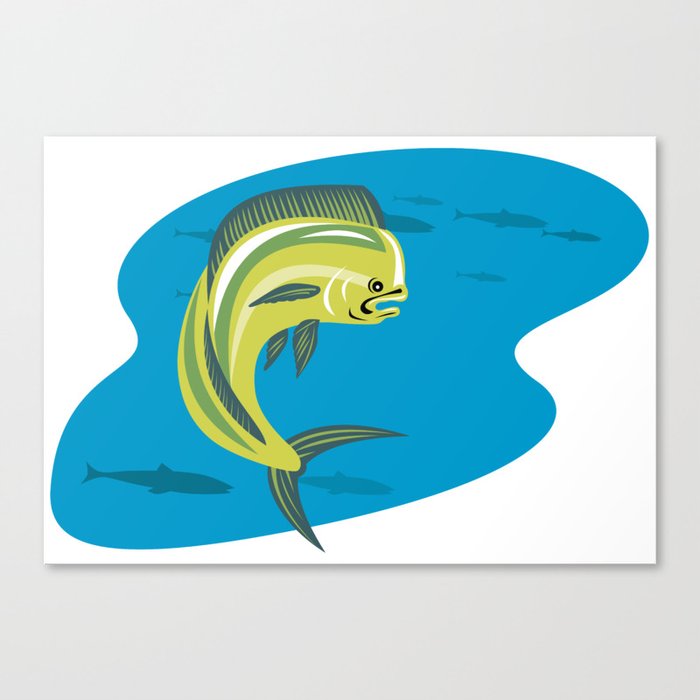 Dorado Dolphin Fish Mahi Mahi Jumping Canvas Print By Patrimonio