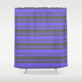 [ Thumbnail: Medium Slate Blue and Dim Gray Colored Pattern of Stripes Shower Curtain ]