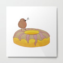 Bird on a Biiig Doughnut Metal Print