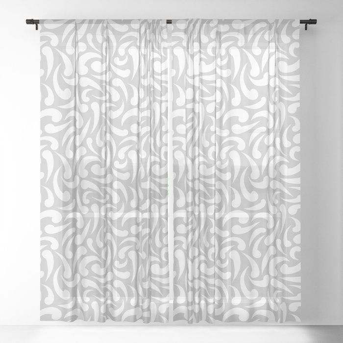 Gray Abstract Swirls Sheer Curtain