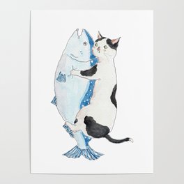 salmon cat Poster