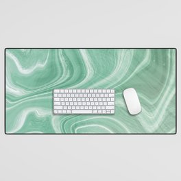 Seafoam Green Swirl Marble Desk Mat