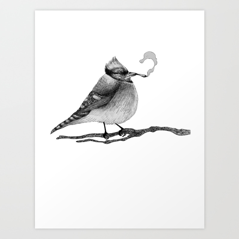 Blue Jay Smoking A Joint Art Print By Cute Animals Doing Drugs Society6 Blue Jay Smoking A Joint Art Print By Cute Animals Doing Drugs Society6