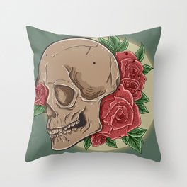 Skull_and_Roses Throw Pillow