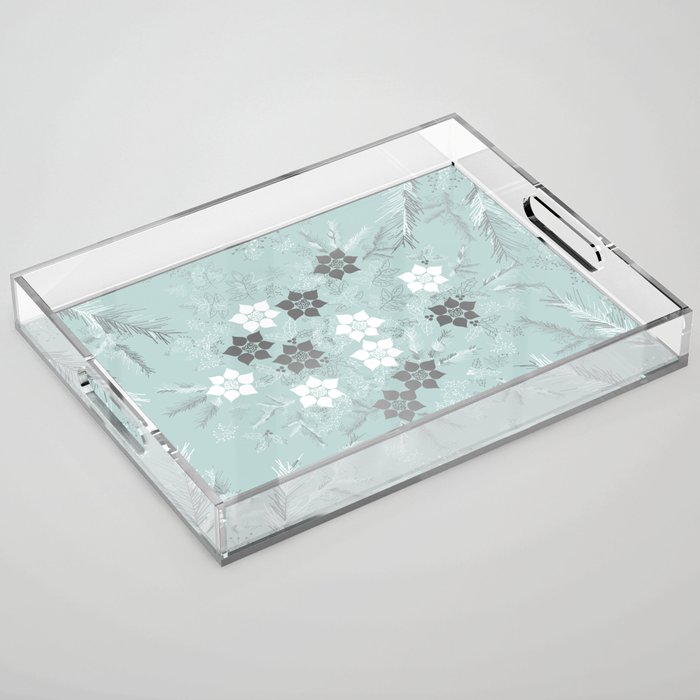 Winter Flowers Acrylic Tray